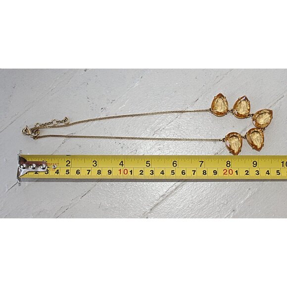 J Crew - Signed Costume Jewelry - Teardrop Topaz Statement Necklace, 5 Stones - Picture 7 of 7